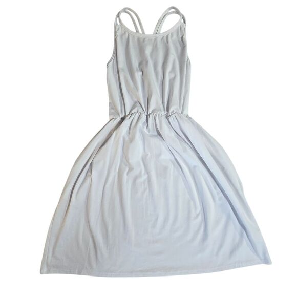 Besser Bay Girls White Criss-Cross‎ Sleeveless Summer Dress 12 Midi Fit & Flare - Picture 3 of 11
